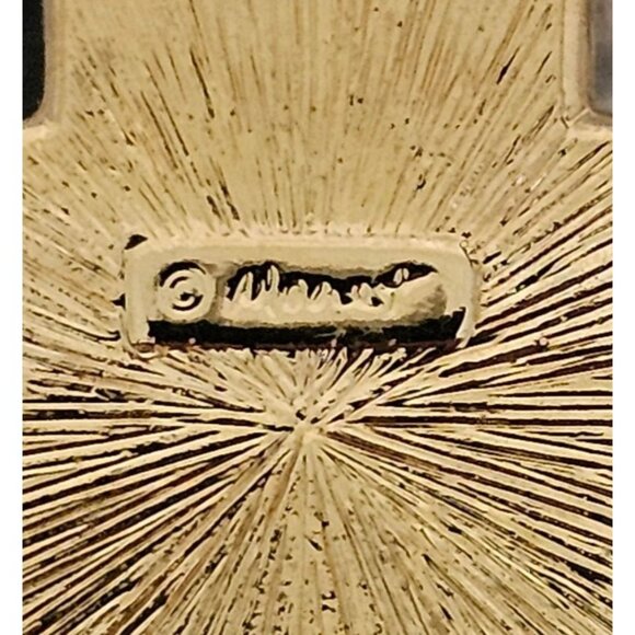 Vintage Monet Gold & Black Cross Lapel Pin Brooch 2" inches Abstract Design - Picture 3 of 6